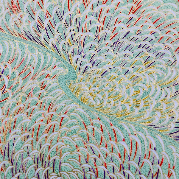 Japanese Yuzen Washi Paper - Chrysanthemum petals - Mint Green - Y1388