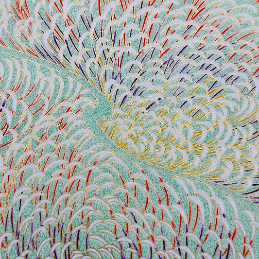 Japanese Yuzen Washi Paper - Chrysanthemum petals - Mint Green - Y1388