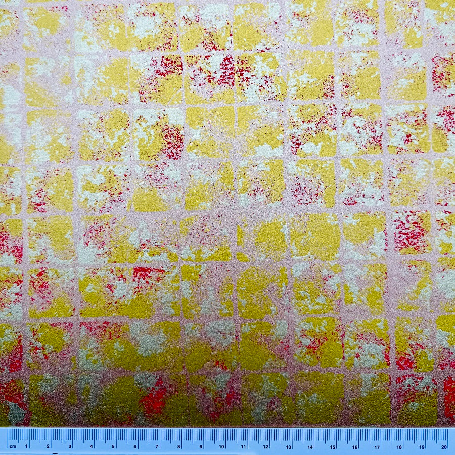 Japanese Yuzen Washi Paper - Gold Leaf pattern - Beige, Red -  Y1392