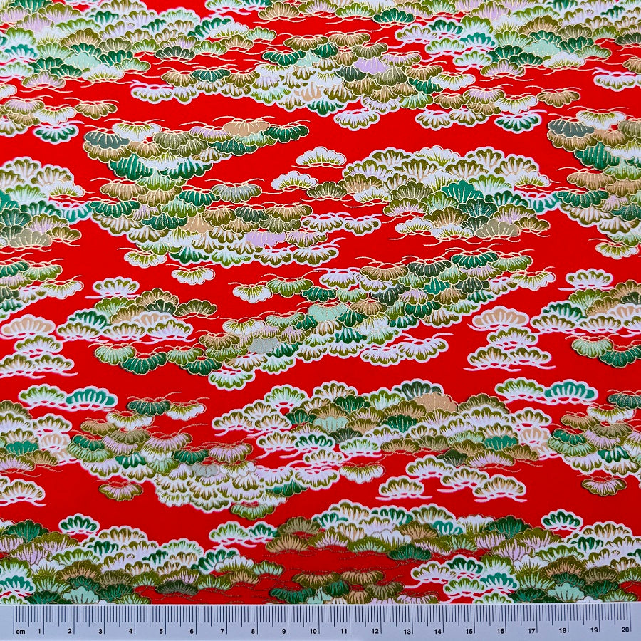 Japanese Yuzen Washi Paper - Pine - Vermilion -  Y1398