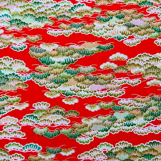 Japanese Yuzen Washi Paper - Pine - Vermilion -  Y1398