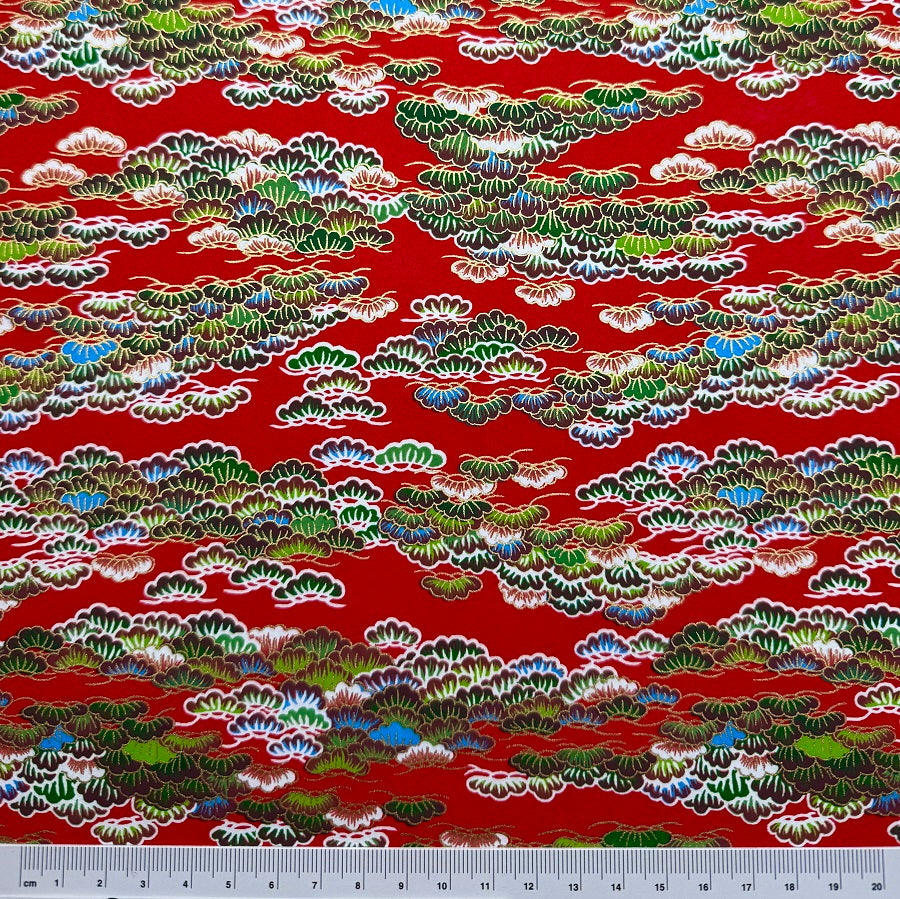 Japanese Yuzen Washi Paper - Pine - Red -  Y1401