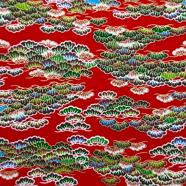 Japanese Yuzen Washi Paper - Pine - Red -  Y1401