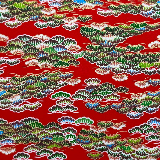 Japanese Yuzen Washi Paper - Pine - Red -  Y1401