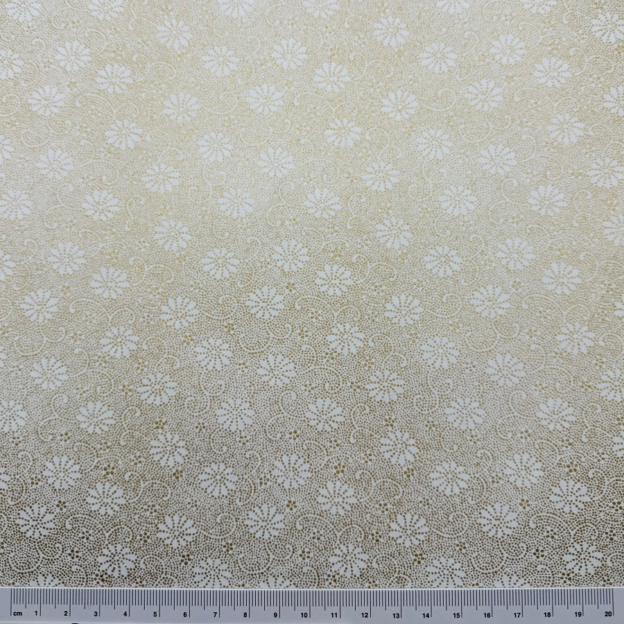 Japanese Yuzen Washi Paper - Dotted Floral - Gold, White -  Y1402
