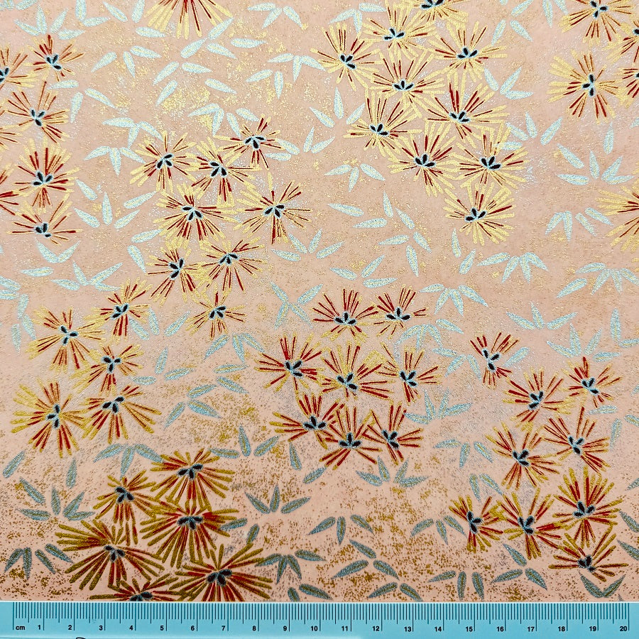 Japanese Yuzen Washi Paper - Pine needles ＆ bamboo leaves - Pink - Y1410