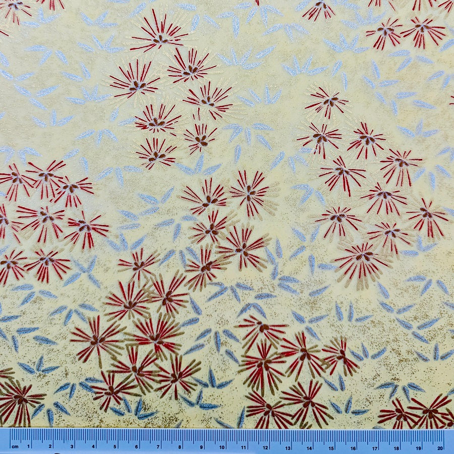 Japanese Yuzen Washi Paper - Pine needles ＆ bamboo leaves - Cream - Y1411
