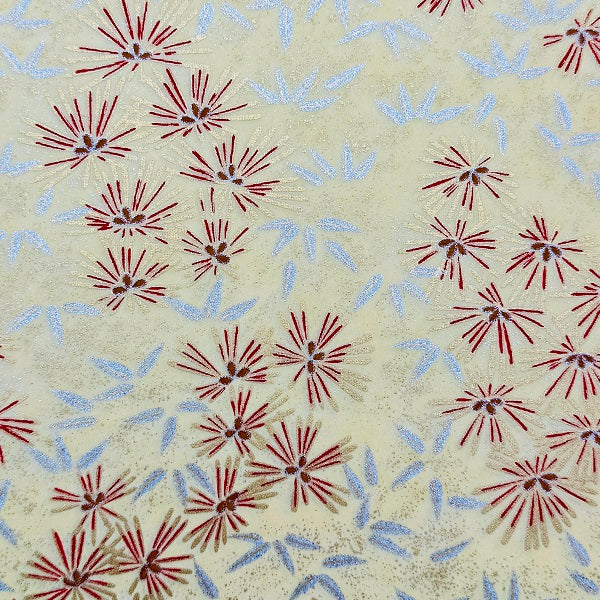 Japanese Yuzen Washi Paper - Pine needles ＆ bamboo leaves - Cream - Y1411
