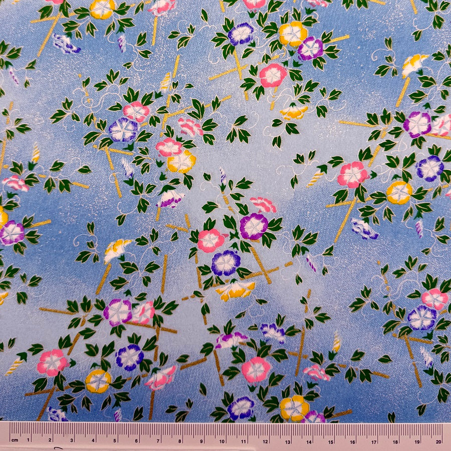 Japanese Yuzen Washi Paper - Morning Glory - Blue - Y1413