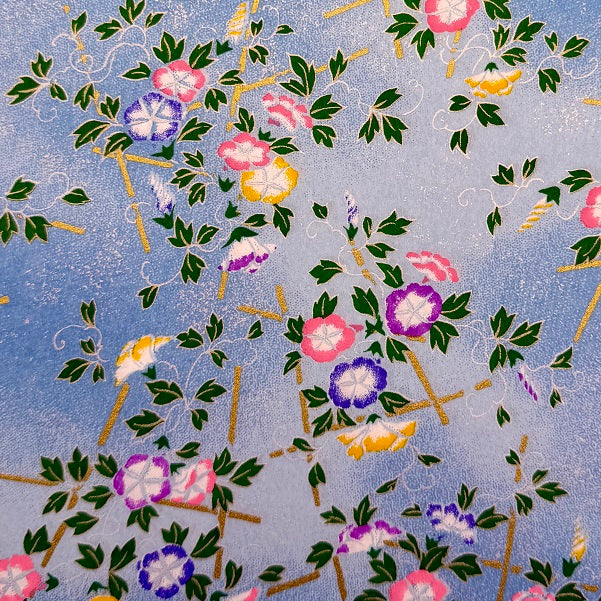 Japanese Yuzen Washi Paper - Morning Glory - Blue - Y1413