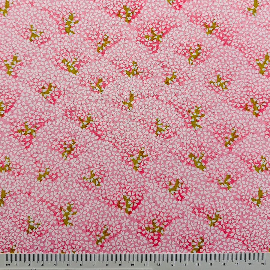 Japanese Yuzen Washi Paper - Cherry blossoms Mountain - Pink - Y1421