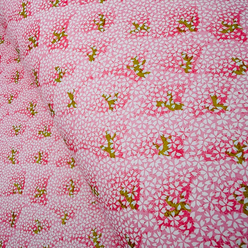 Japanese Yuzen Washi Paper - Cherry blossoms Mountain - Pink - Y1421
