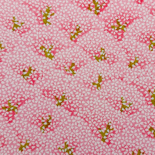 Japanese Yuzen Washi Paper - Cherry blossoms Mountain - Pink - Y1421
