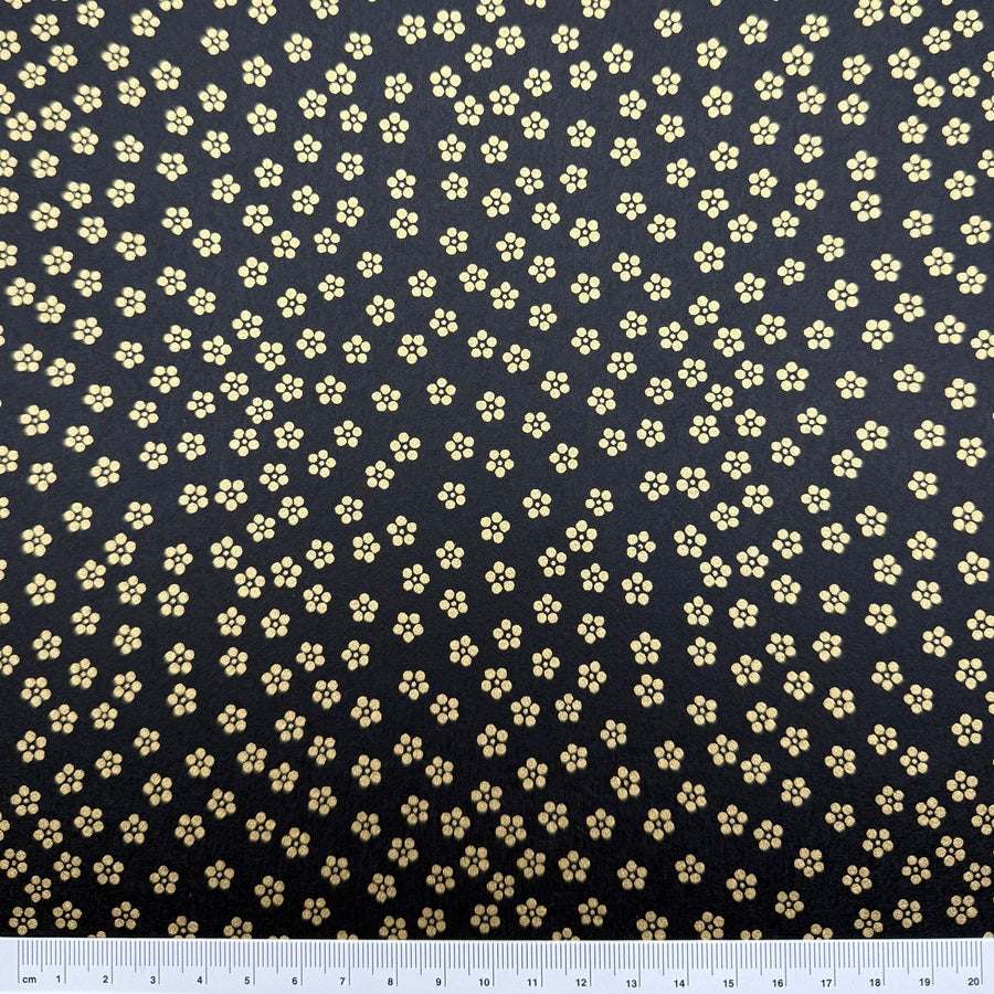 Japanese Yuzen Washi Paper - Plum blossoms - Gold, Black - Y1428
