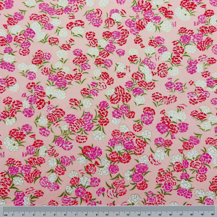 Japanese Yuzen Washi Paper - Carnations - Pink - Y1430