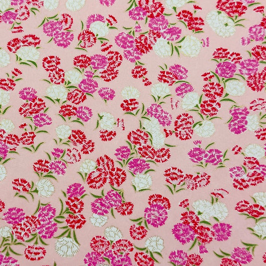 Japanese Yuzen Washi Paper - Carnations - Pink - Y1430