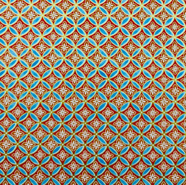 Japanese Yuzen Washi Paper -  Cloisonné pattern - Red, Blue - Y1435