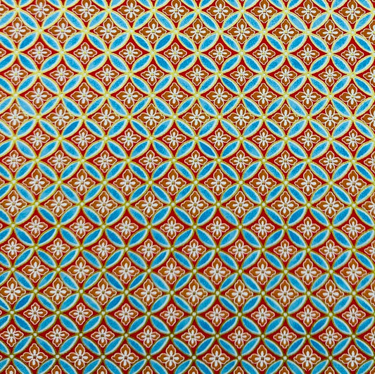 Japanese Yuzen Washi Paper -  Cloisonné pattern - Red, Blue - Y1435