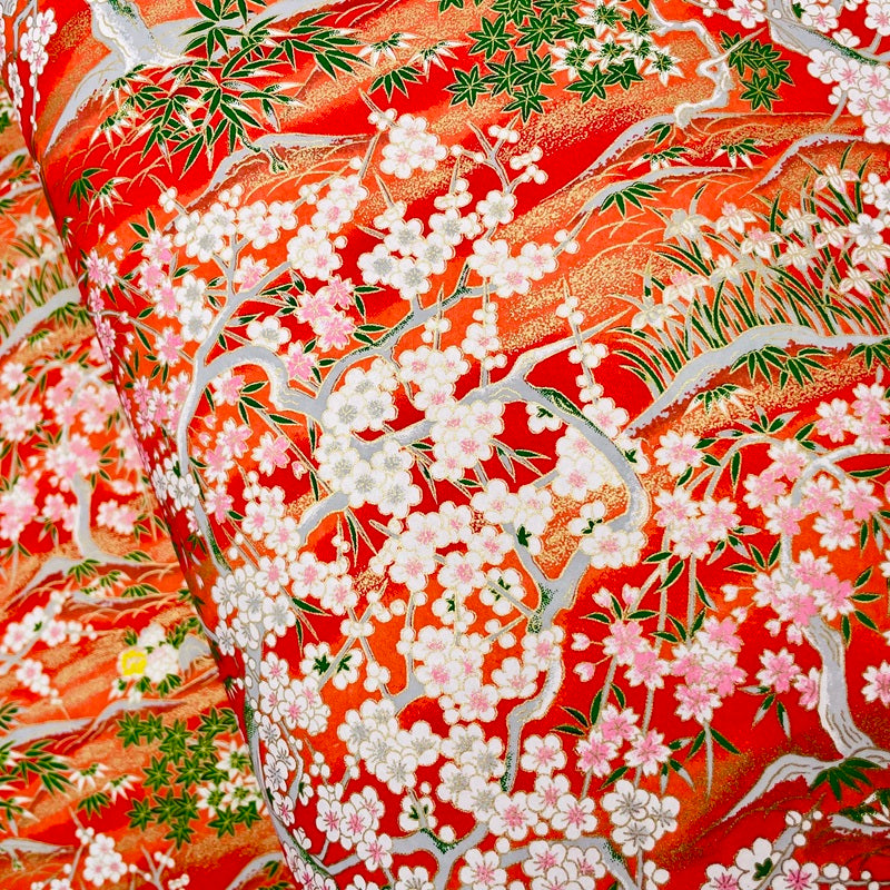 Yuzen Washi - Paradise Garden - Vermilion - Y1440