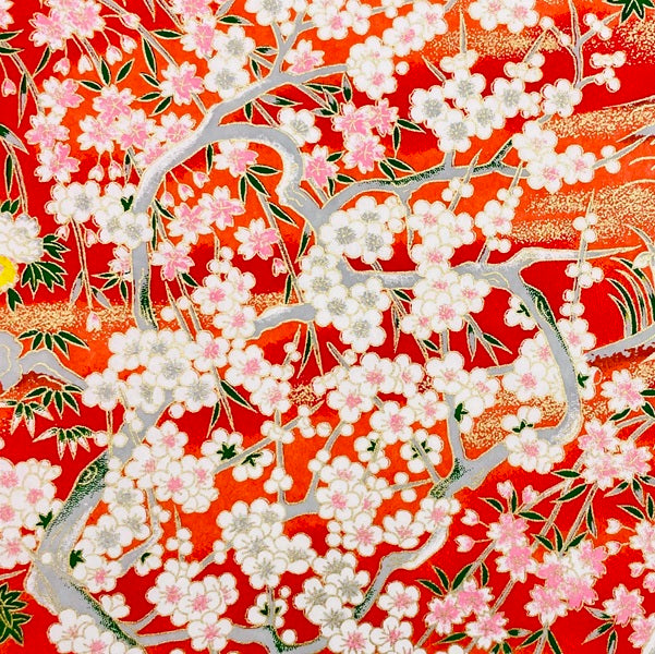 Yuzen Washi - Paradise Garden - Vermilion - Y1440