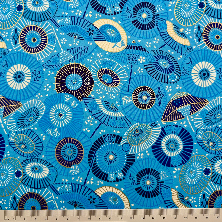 Japanese Yuzen Washi Paper - Japanese Umbrella - Blue - Y1442