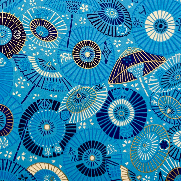 Japanese Yuzen Washi Paper - Japanese Umbrella - Blue - Y1442