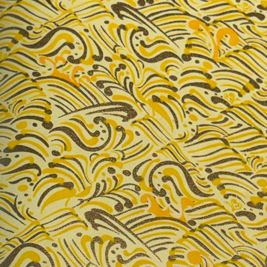 Japanese Yuzen Washi Paper - Waves - Yellow, Gold - Y1444