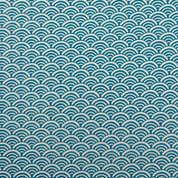 Japanese Yuzen Washi Paper - Seigaha - Turquoise Blue - Y1449
