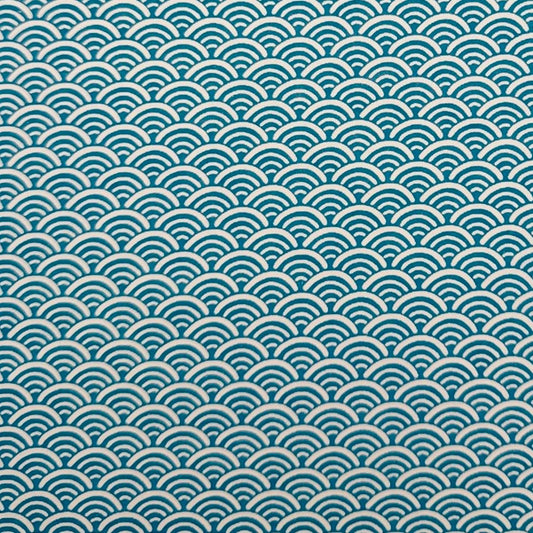Japanese Yuzen Washi Paper - Seigaha - Turquoise Blue - Y1449
