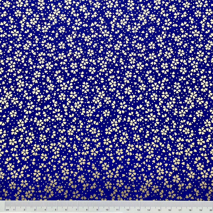 Japanese Yuzen Washi Paper - Cherry blossoms - Gold/Blue - Y1451