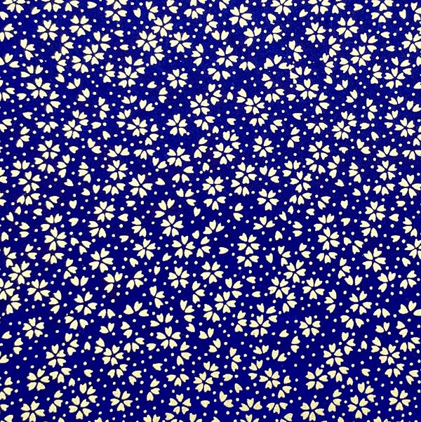 Japanese Yuzen Washi Paper - Cherry blossoms - Gold/Blue - Y1451