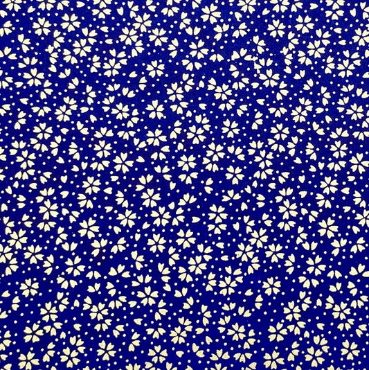 Japanese Yuzen Washi Paper - Cherry blossoms - Gold/Blue - Y1451