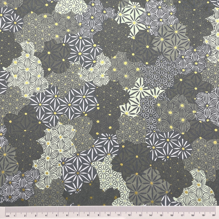 Japanese Yuzen Washi Paper - Asanoha - Grey - Y1452