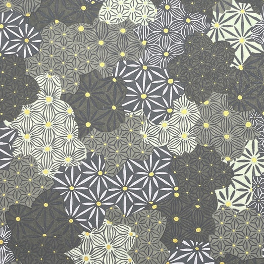 Japanese Yuzen Washi Paper - Asanoha - Grey - Y1452