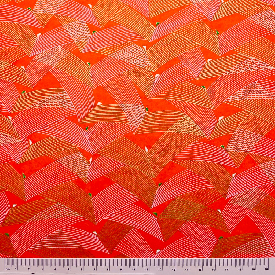 Yuzen Washi - Geometric Lines - Orange - Y1485