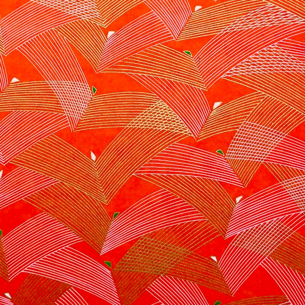 Yuzen Washi - Geometric Lines - Orange - Y1485