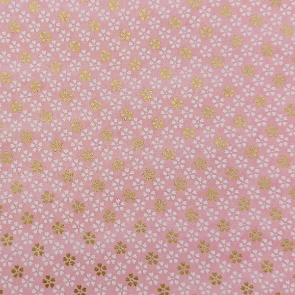 Japanese Yuzen Washi Paper - Small floral - White, Gold, Pink -  Y1404