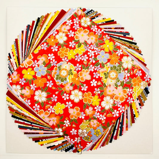 Origami 15x15cm, 40 sheets Pack - Yuzen Washi and Plain-colored Washi